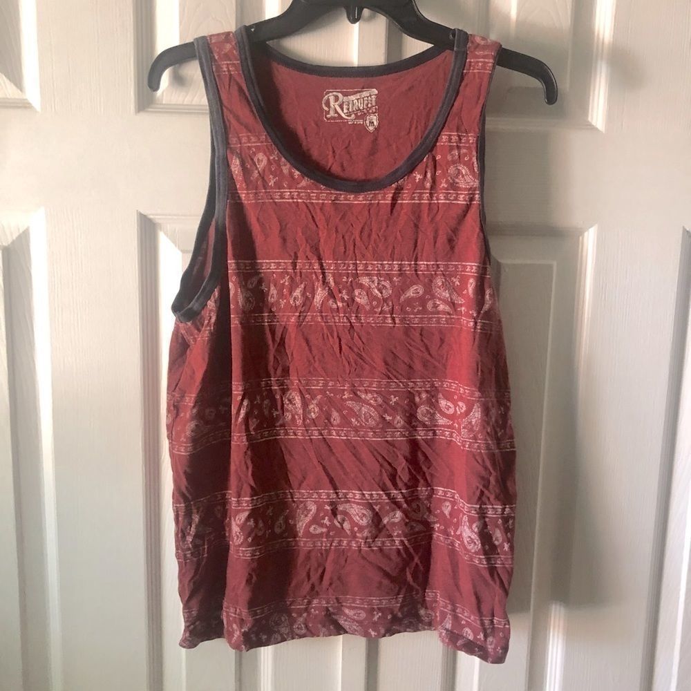 6/$20 Retrofit rust colored bandana designed tank top size M